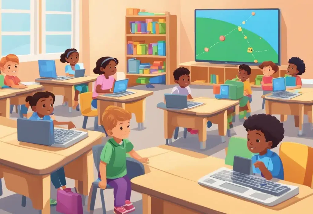 Graphic illustration of interactive coding platforms integrated in a curriculum