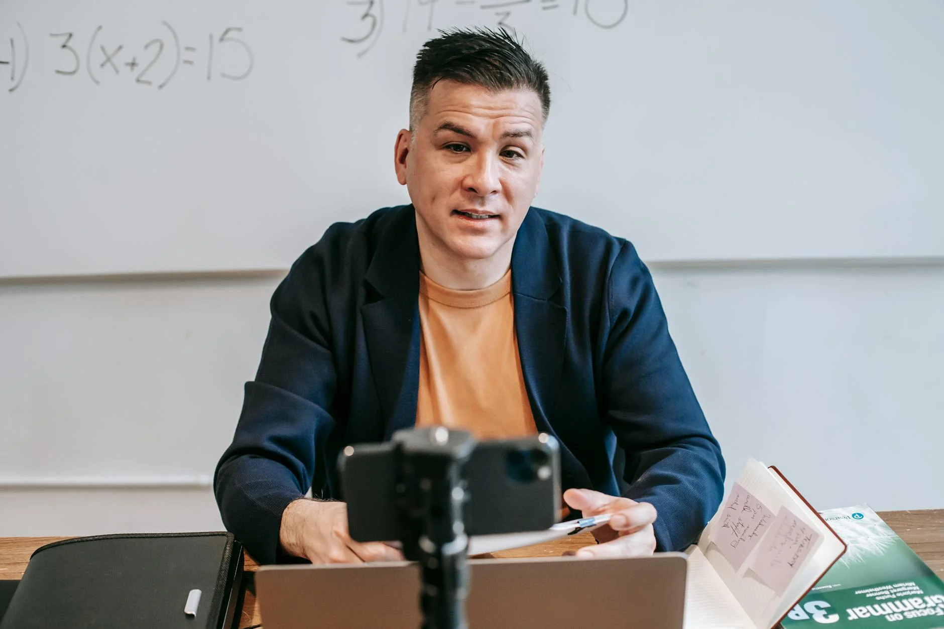 Teacher working with technology