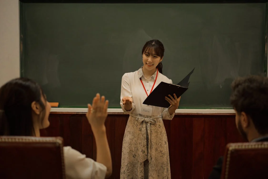 a teacher interacting with a student